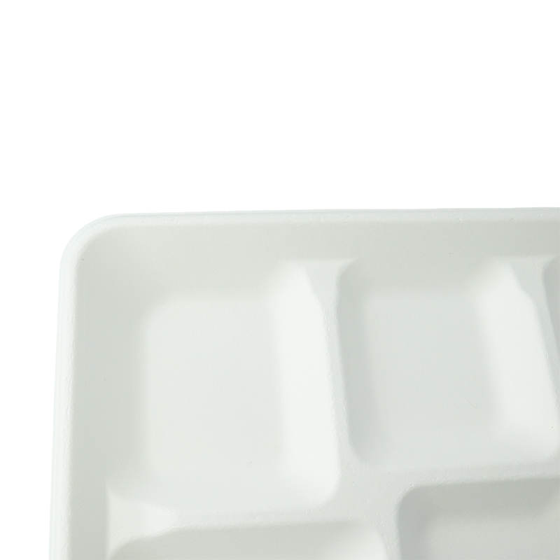 Shallow 5-grid plate (white/natural)