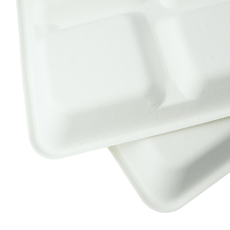 Shallow 5-grid plate (white/natural)