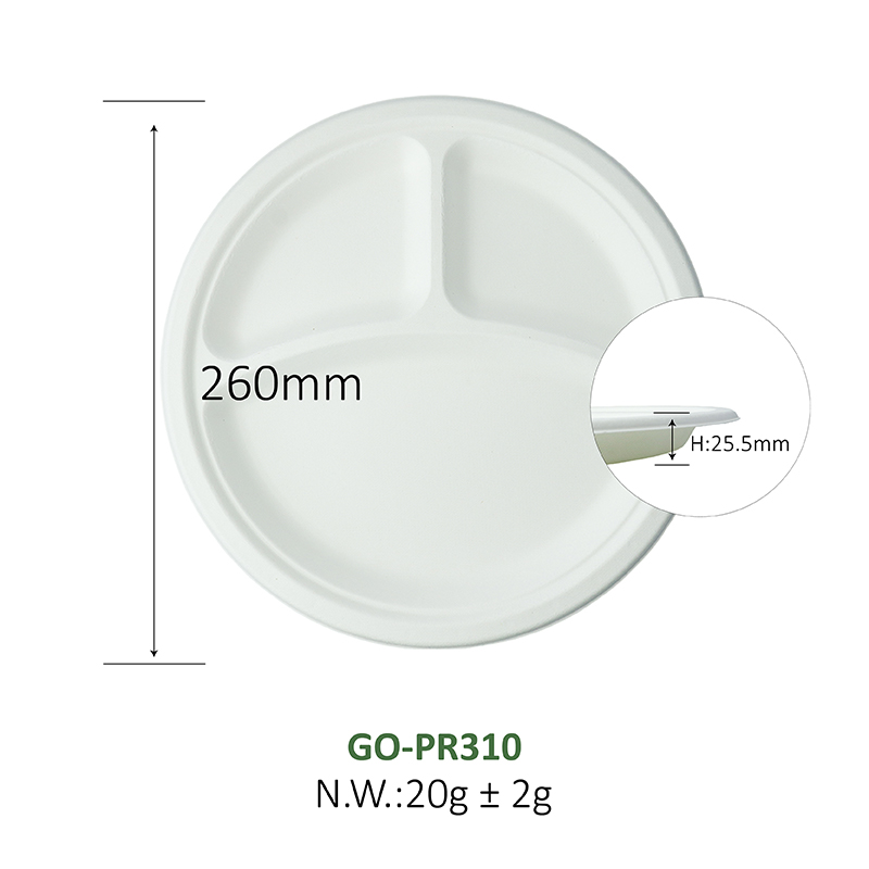10-inch 3-grid tray (white/natural)