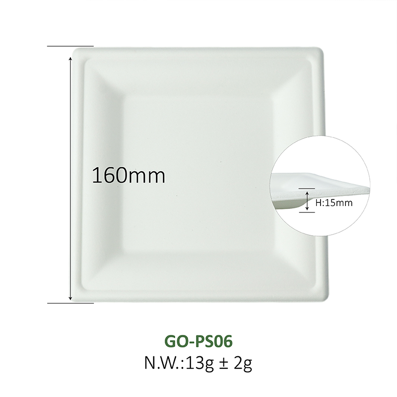 6-inch square plate (white/natural)