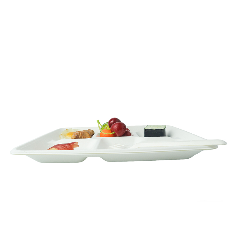 Shallow 5-grid plate (white/natural)