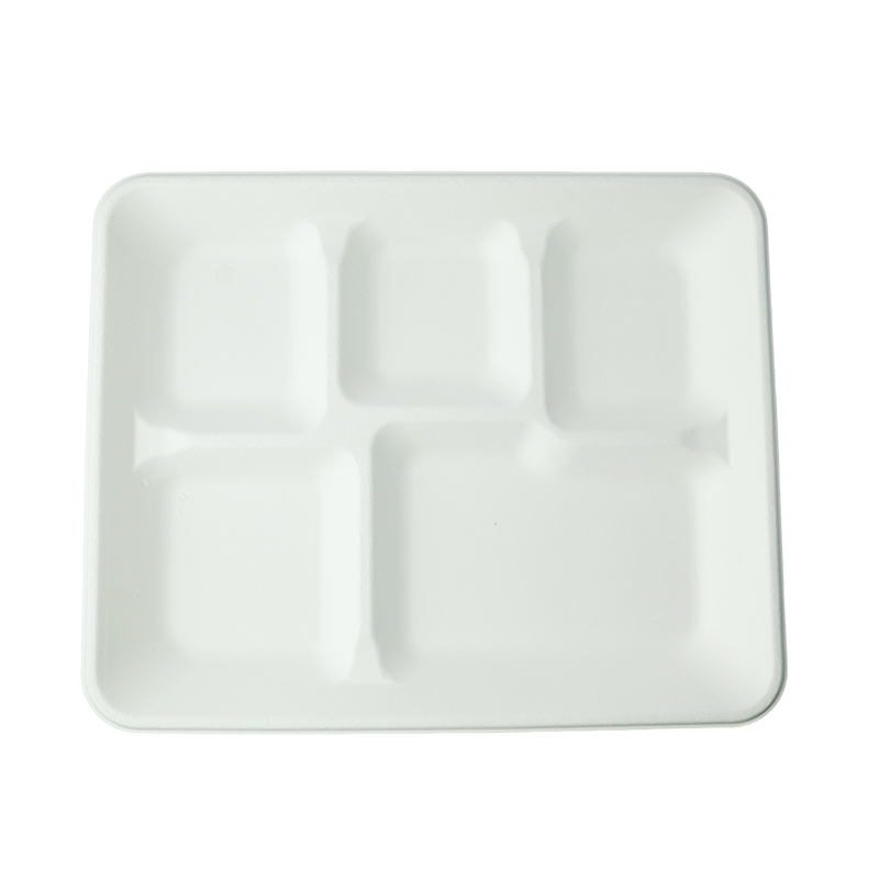 Shallow 5-grid plate (white/natural)