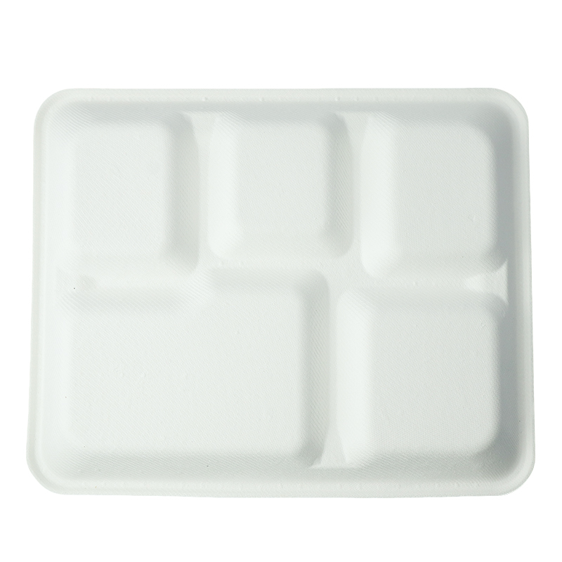 Shallow 5-grid plate (white/natural)