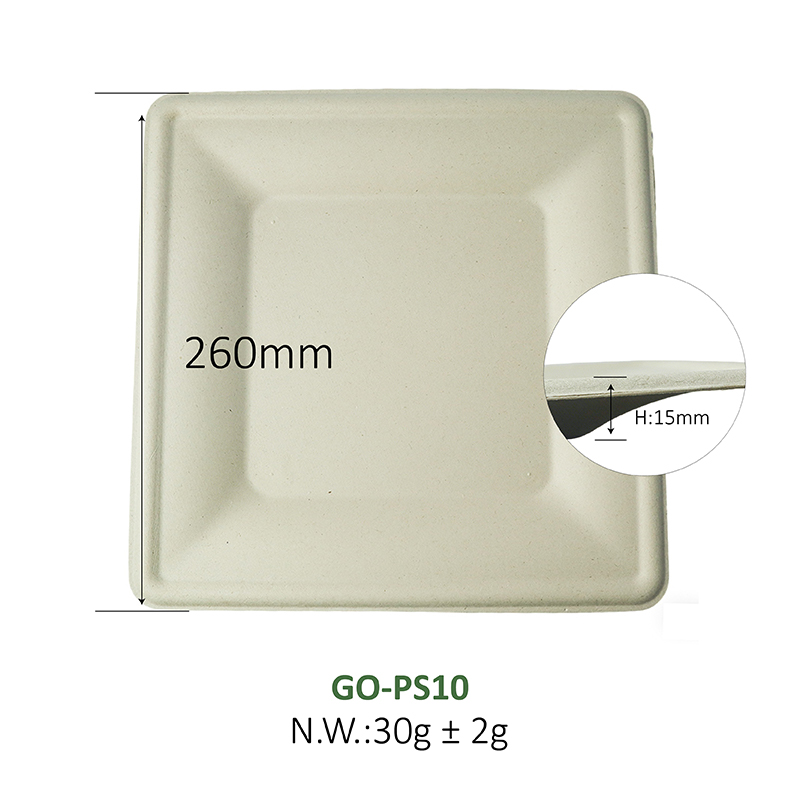 10-inch square plate (white/natural)