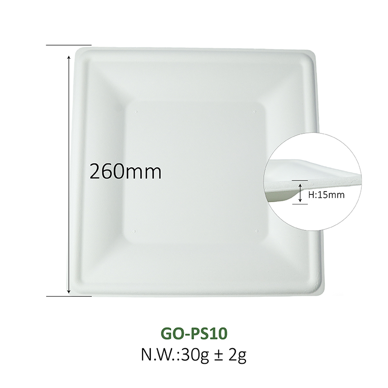 10-inch square plate (white/natural)